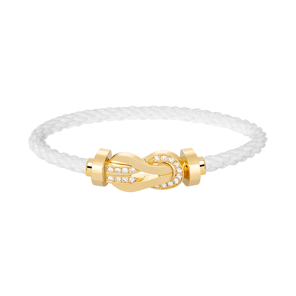 [Elitejewels]CHANCE LARGE 8 FIGURE BUCKLE HALF DIAMOND BRACELET GOLD