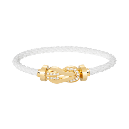 [Elitejewels]CHANCE LARGE 8 FIGURE BUCKLE HALF DIAMOND BRACELET GOLD