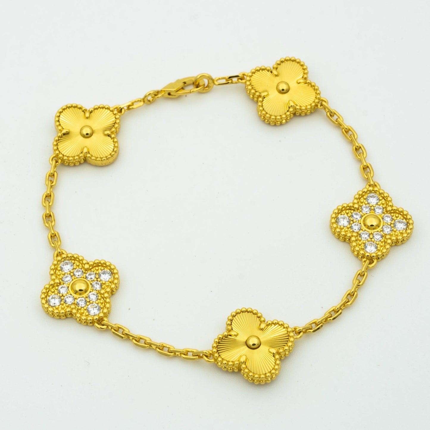 [Elitejewels]CLOVER BRACELET 5 MOTIFS GOLD DIAMOND