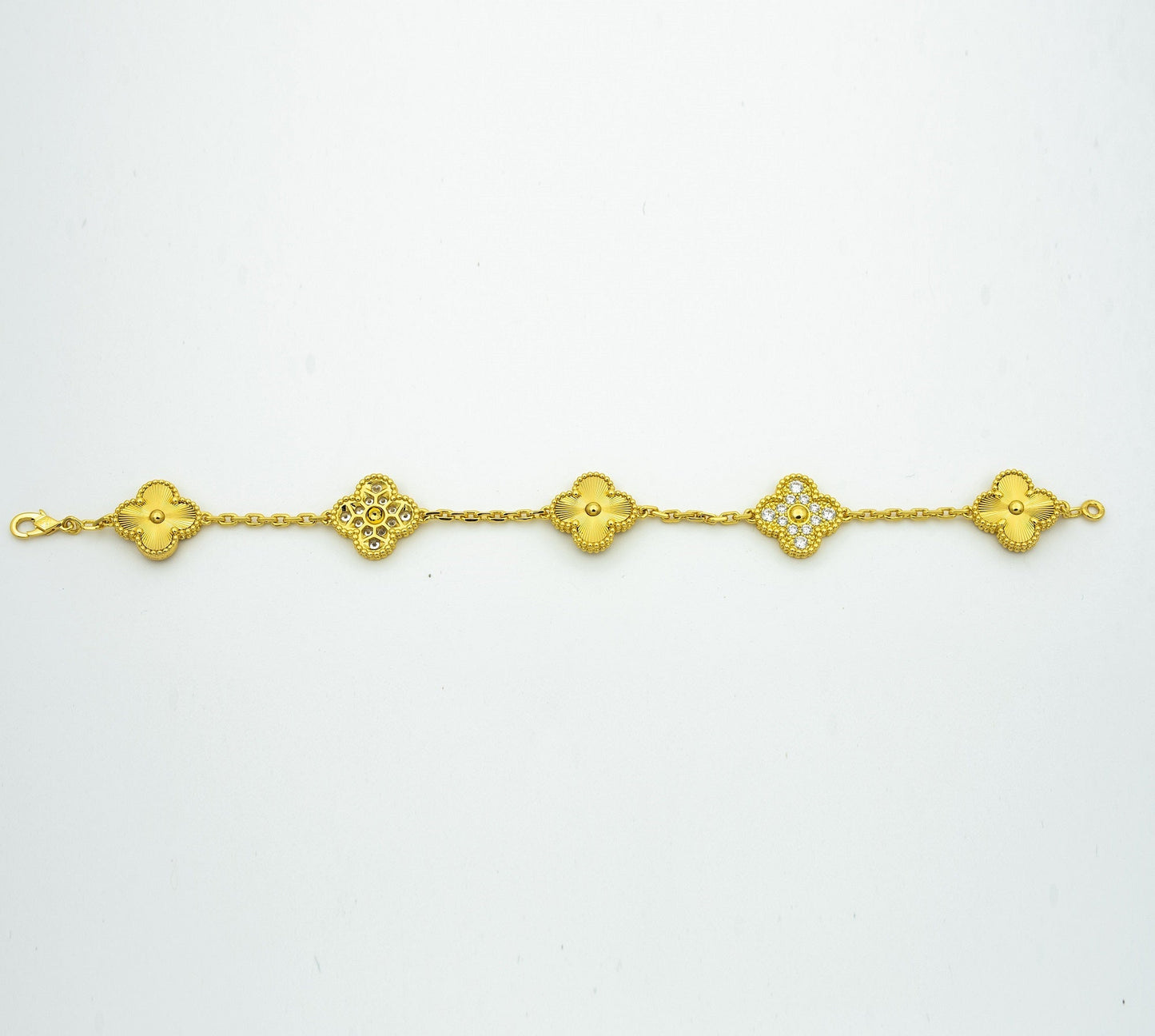 [Elitejewels]CLOVER BRACELET 5 MOTIFS GOLD DIAMOND