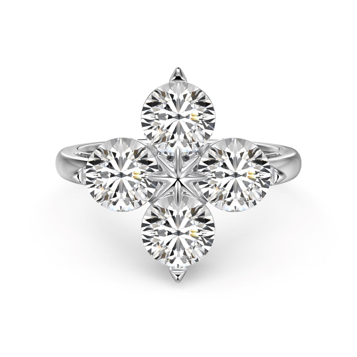 [Elitejewels]Four-Leaf Clover Eight-Pointed Star Ring