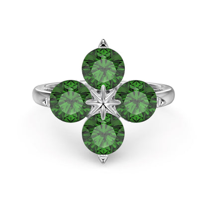 [Elitejewels]Four-Leaf Clover Eight-Pointed Star Ring