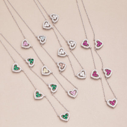 [Elitejewels]Sparkling Five Heart Necklace