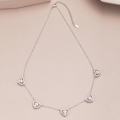 [Elitejewels]Sparkling Five Heart Necklace