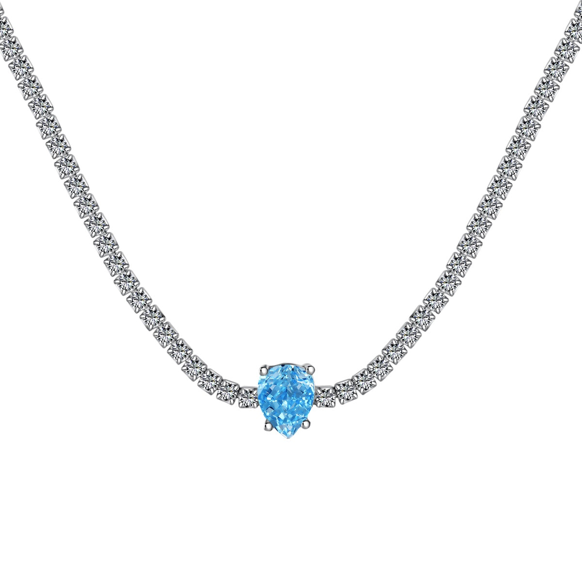 [Elitejewels]1.0 carat Unique Pear Cut Tennis Necklace