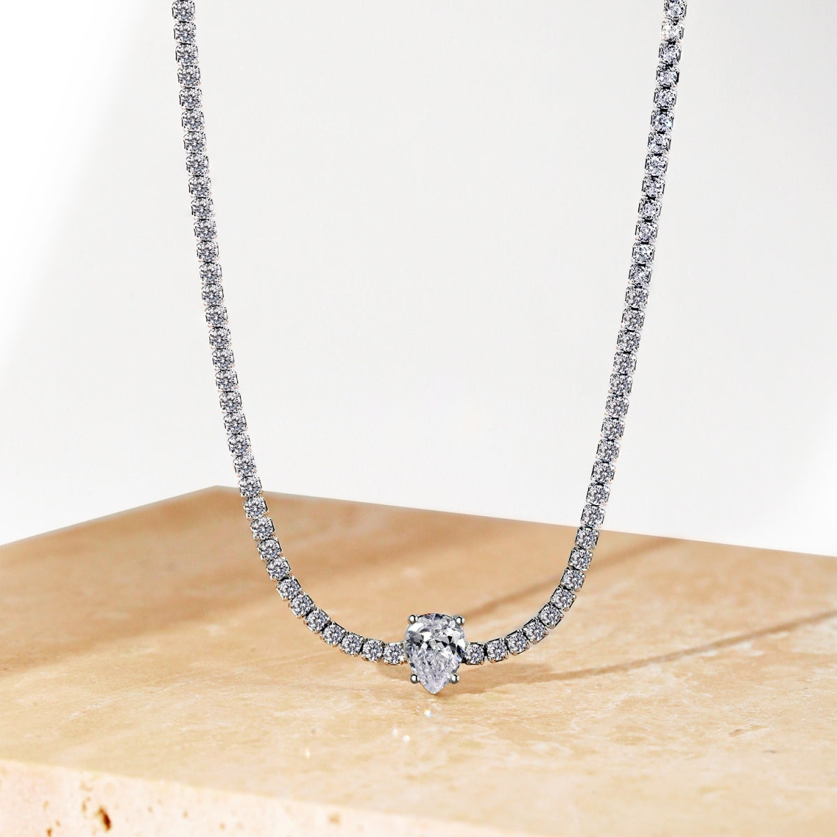 [Elitejewels]1.0 carat Unique Pear Cut Tennis Necklace