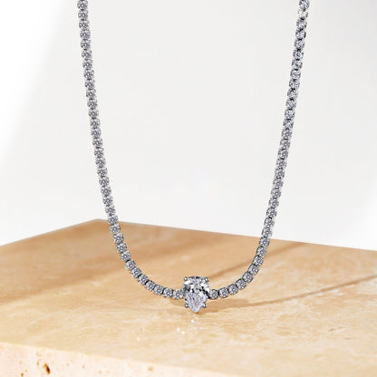 [Elitejewels]1.0 carat Unique Pear Cut Tennis Necklace