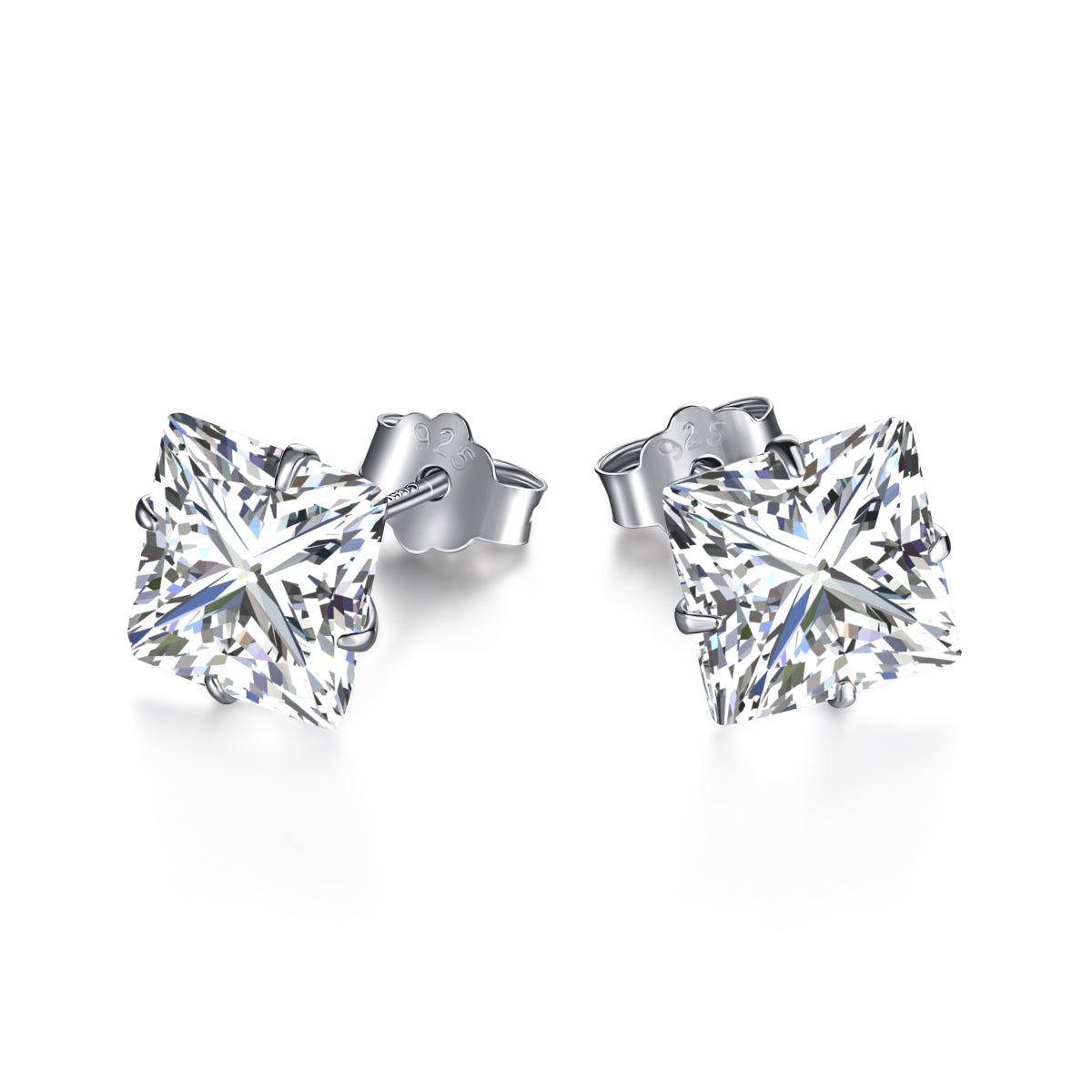 [Elitejewels]Stylish Shiny Square Center Stone Stud Earrings