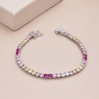 [Elitejewels]Radiant Colorful Round Cut Tennis Bracelet