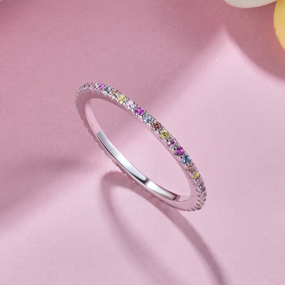 [Elitejewels]Ornate Colorful Round Cut Tennis Ring