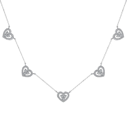 [Elitejewels]Sparkling Five Heart Necklace