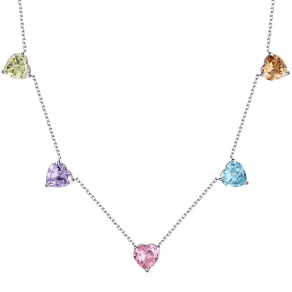 [Elitejewels]Funkelnde bunte Halskette mit Herzschliff