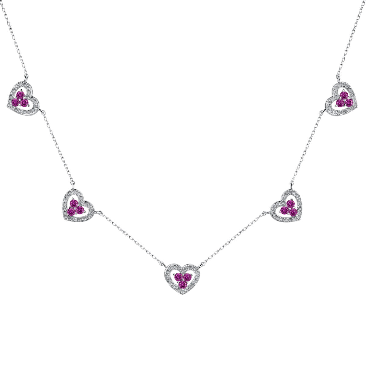 [Elitejewels]Sparkling Five Heart Necklace