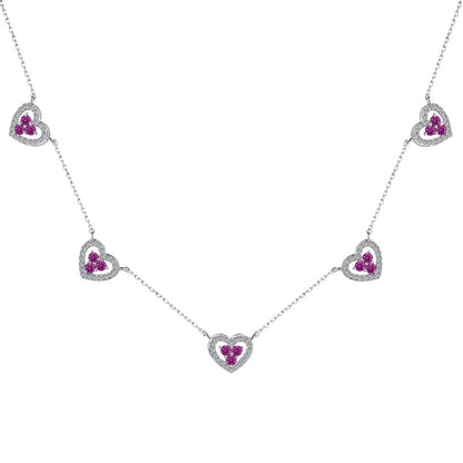 [Elitejewels]Sparkling Five Heart Necklace