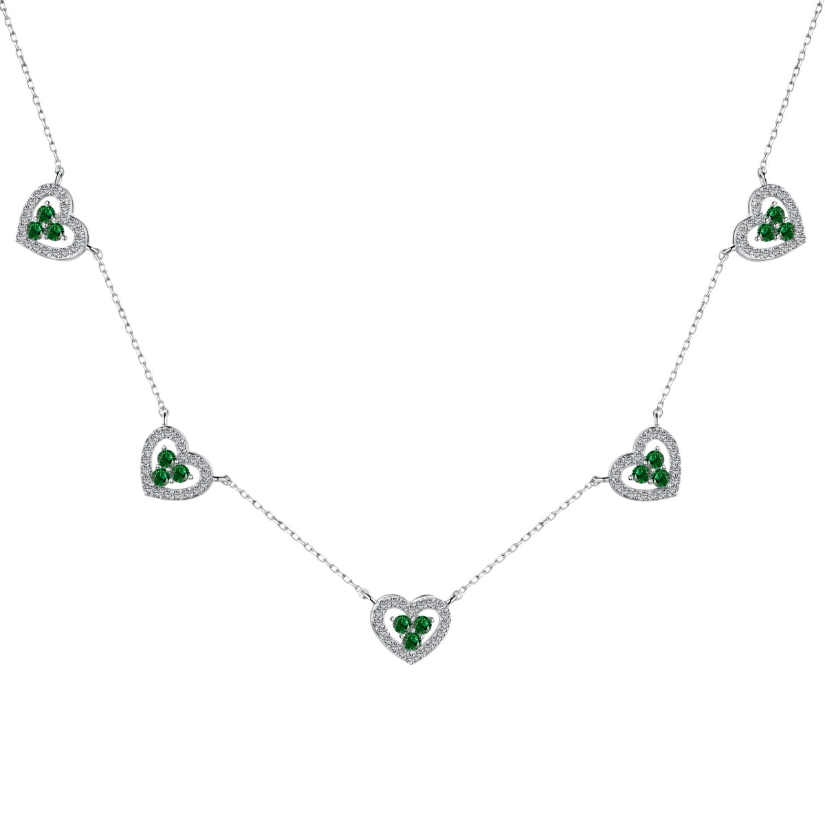 [Elitejewels]Sparkling Five Heart Necklace