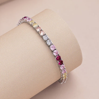 [Elitejewels]Radiant Colorful Round Cut Tennis Bracelet