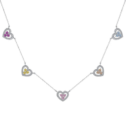 [Elitejewels]Sparkling Five Heart Necklace