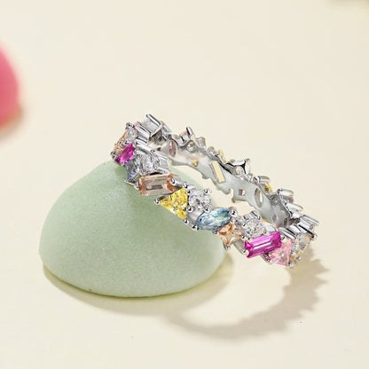 [Elitejewels]Dazzling Polychromatic Multi cut Daily Ring