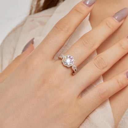 [Elitejewels]Delicate Colorful Round Cut Flower Shape Wedding Ring