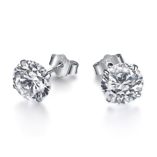 [Elitejewels]Stylish Shiny Round Center Stone Stud Earrings