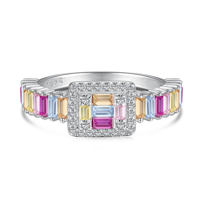 [Elitejewels]Exquisite Colorful Radiant Cut Party Ring