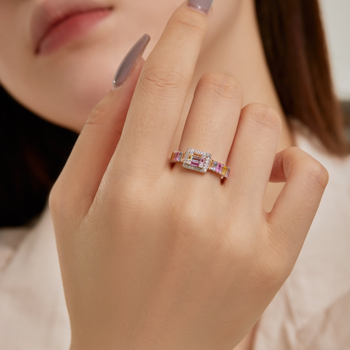 [Elitejewels]Exquisite Colorful Radiant Cut Party Ring