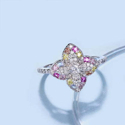 [Elitejewels]Luxurious Colorful Flower Shape Banquet Ring