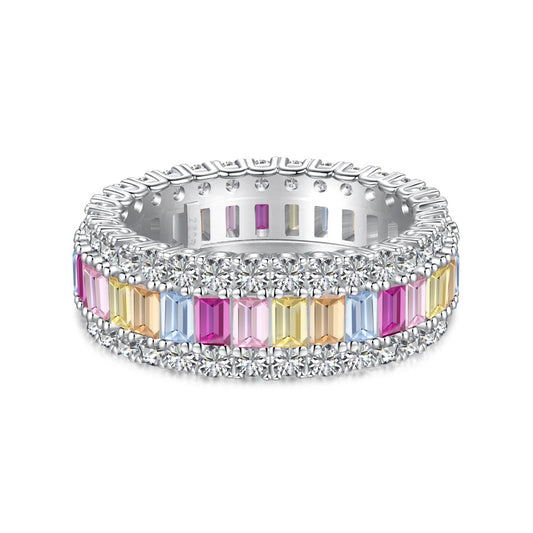 [Elitejewels]Zierlicher farbenfroher Alltagsring mit Radiantschliff