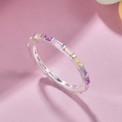 [Elitejewels]Exquisite Multicolored Emerald Cut Daily Ring