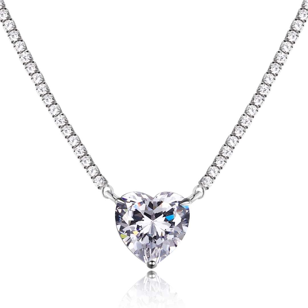 [Elitejewels]8.0 Carat Versatile Colorful Sweet Heart-Shaped Tennis Necklace