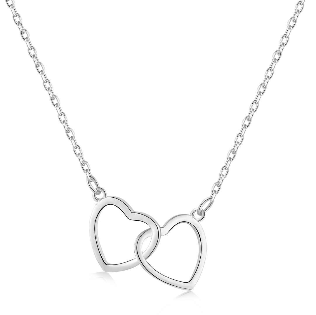 [Elitejewels]Sterling Silver Love Double Ring Necklace