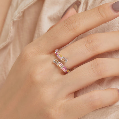 [Elitejewels]Charming Colorful Radiant Cut Adjustable Daily Ring