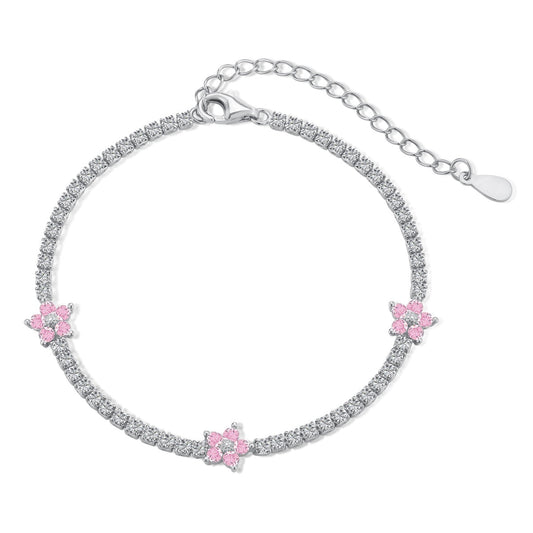 [Elitejewels]Sparkling Flower Shape Tennis Bracelet