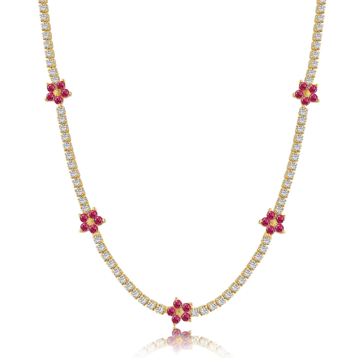 [Elitejewels]Luxurious Colorful Flower Tennis Necklace