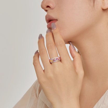 [Elitejewels]Radiant Colorful Radiant Cut Daily Ring