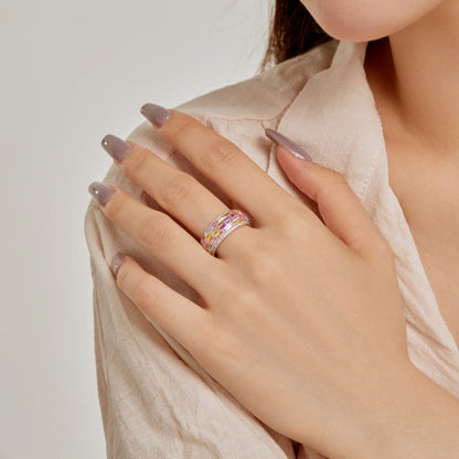 [Elitejewels]Radiant Colorful Radiant Cut Daily Ring