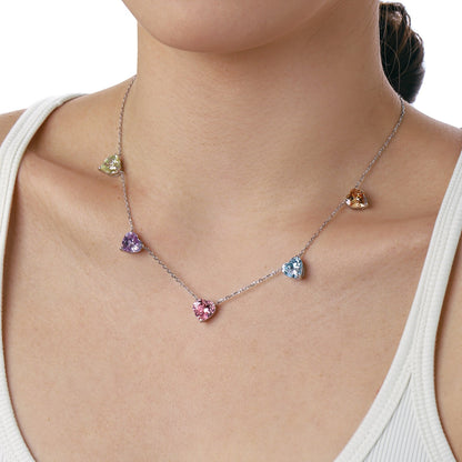 [Elitejewels]Sparkling Colorful Heart Cut Necklace