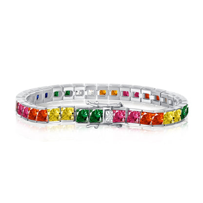 [Elitejewels]Radiant Colorful Princess Cut Tennis Bracelet