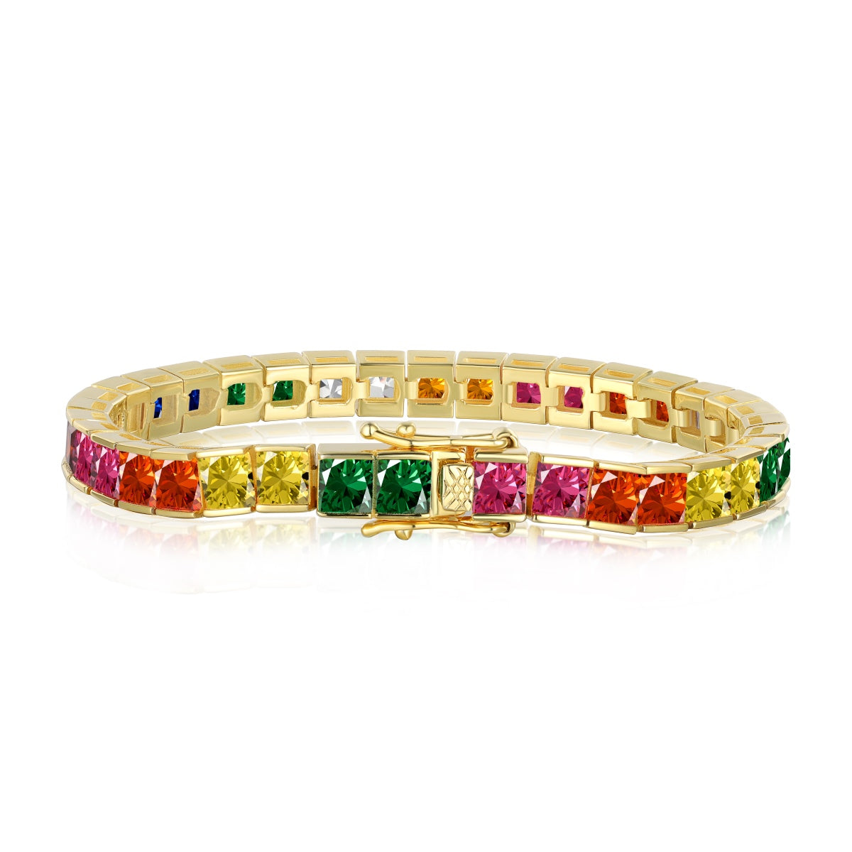 [Elitejewels]Radiant Colorful Princess Cut Tennis Bracelet