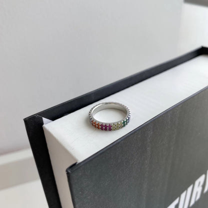 [Elitejewels]Unique Colorful Round Cut Tennis Ring