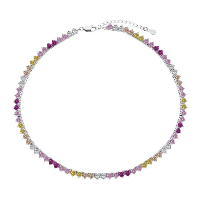 [Elitejewels]Sparkling Colorful Full Heart Tennis Necklace