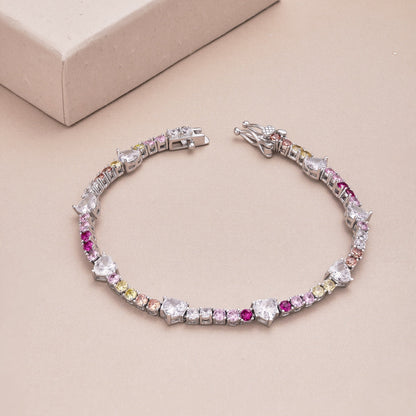 [Elitejewels]Romantic Heart Shape Round Cut Lover Bracelet