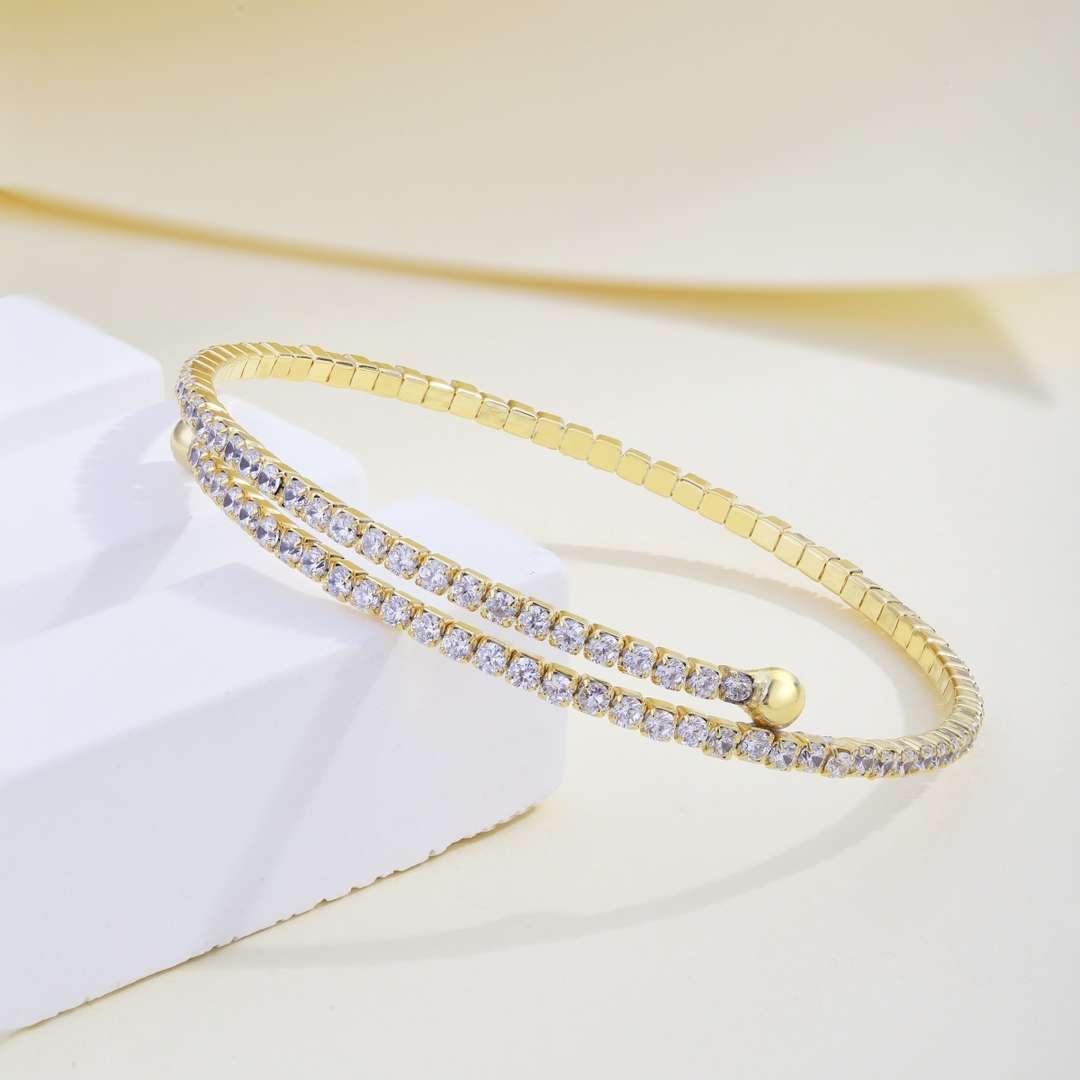 [Elitejewels]Row of Diamonds Round Fashion Bracelet