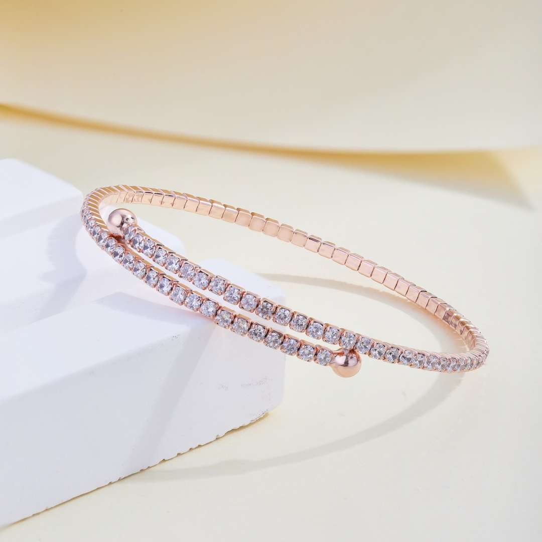 [Elitejewels]Row of Diamonds Round Fashion Bracelet