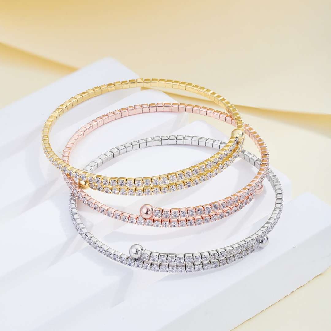 [Elitejewels]Row of Diamonds Round Fashion Bracelet