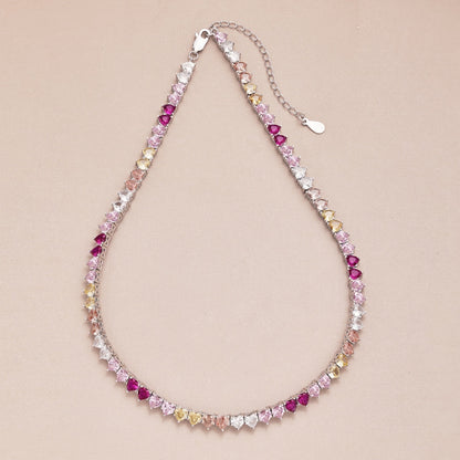 [Elitejewels]Sparkling Colorful Full Heart Tennis Necklace