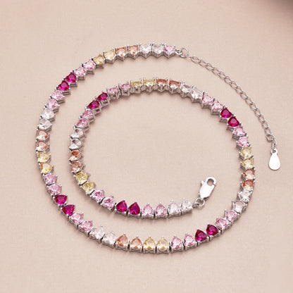 [Elitejewels]Sparkling Colorful Full Heart Tennis Necklace