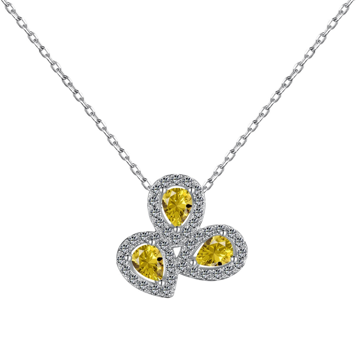 [Elitejewels]Elegant Flower Shape Pear Cut Necklace