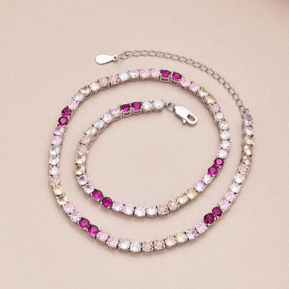 [Elitejewels]Delicate Colorful Tennis Necklace