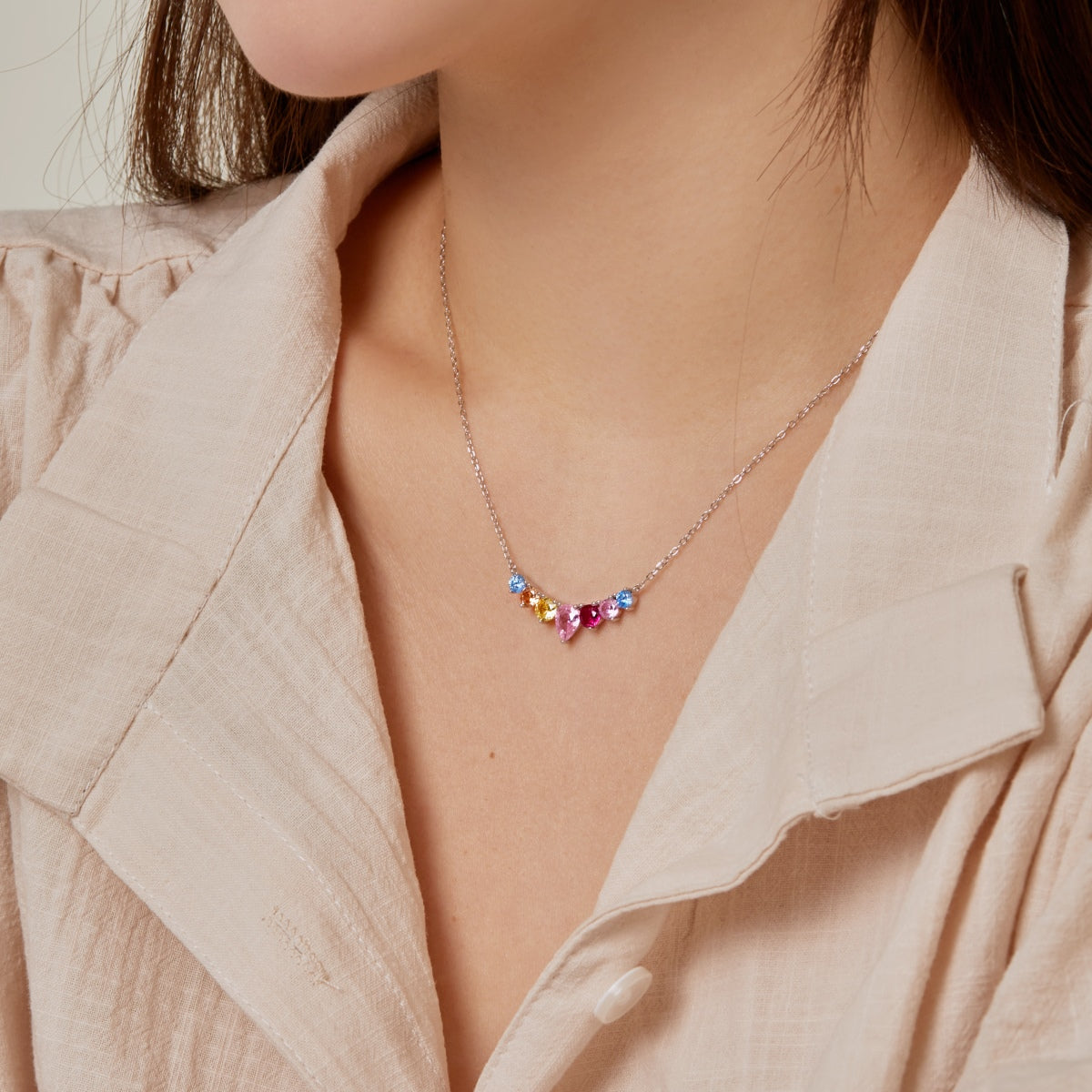 [Elitejewels]Dainty Colorful Heart Necklace